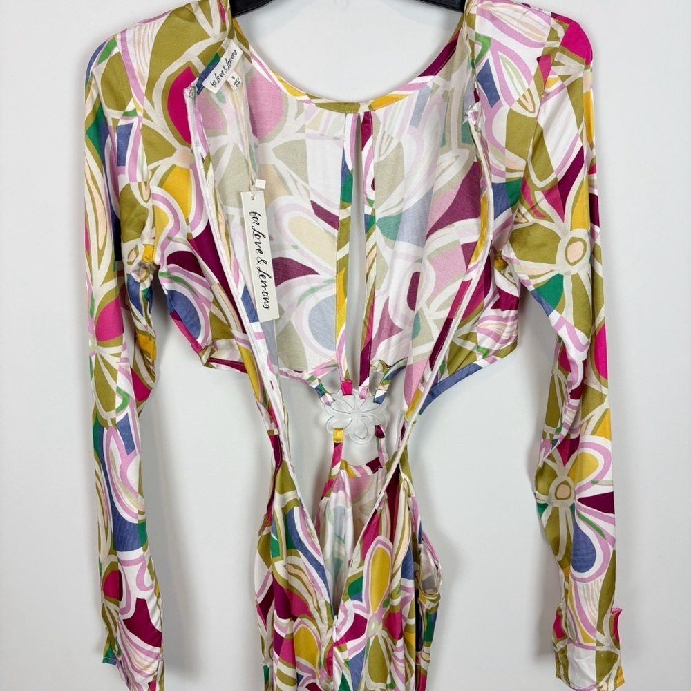 FLAW For Love and Lemons Thora Long Sleeve Mini Dress in Green Size S - Picture 8 of 14
